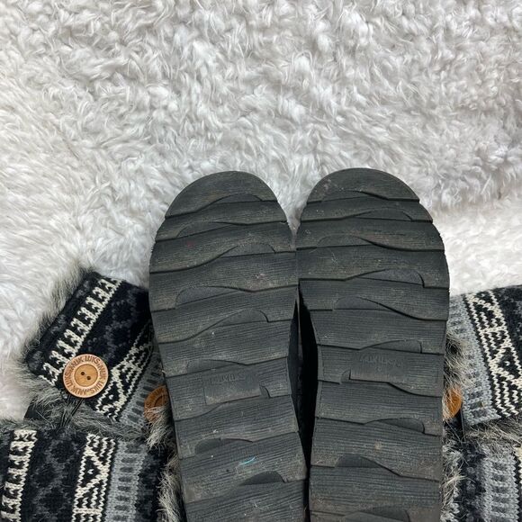 Muk Luks Winter Boots reversal Blk faux suede,navy blue knit & gray faux… - Picture 12 of 12